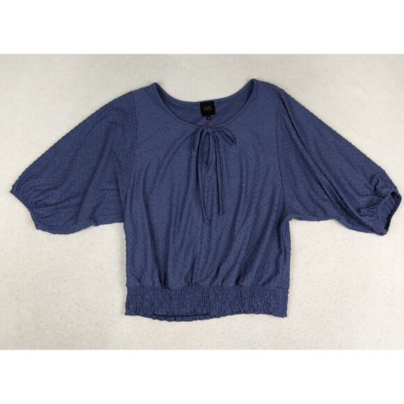 W5 Women's Top Size Medium Purple Stretch Knit Short Sleeve Bohemian - Picture 1 of 9